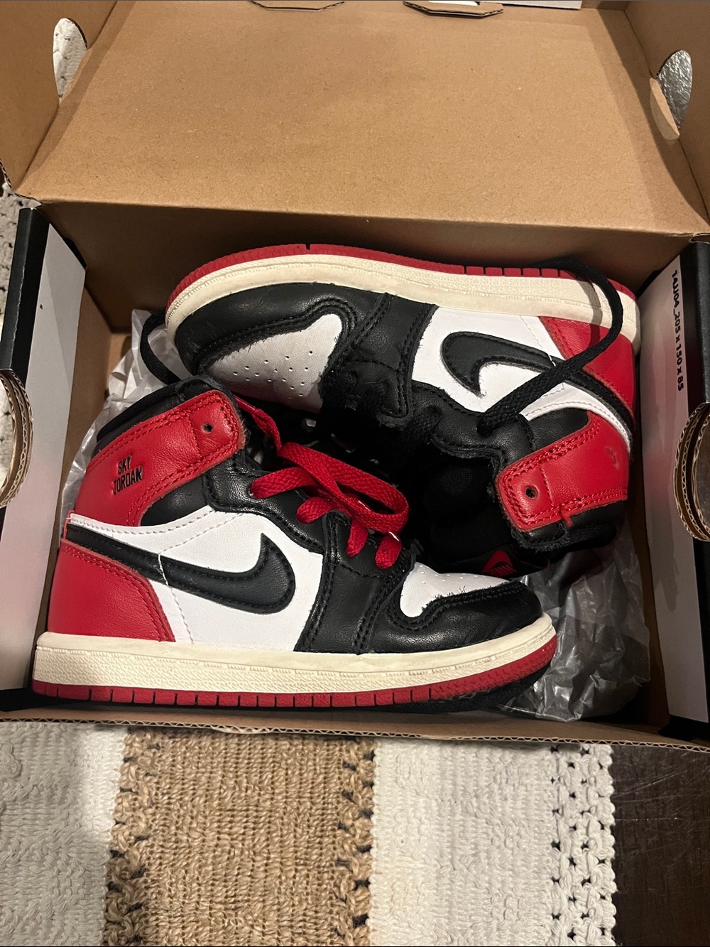 Jordan Kids Red/Black/White High-Top Sneakers